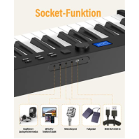 OYAYO Skládací klavír s 88 klávesami Piano Full Size Semi Weighted, skládací klaviatura s USB MIDI a Bluetooth, taška na klavír,